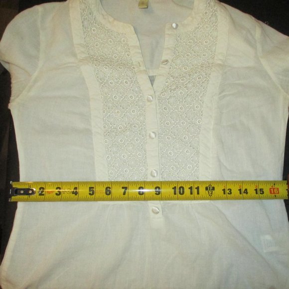 OLD NAVY Split button down Textured Vintage look Blouse Long Sleeve Cotton SZ S - Picture 8 of 12